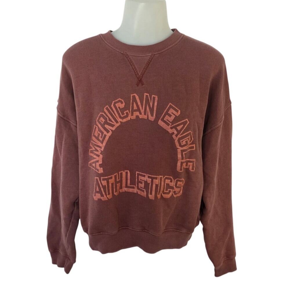 American Eagle Red Athletics Logo Crewneck Sweatshirt Womens Sz Small